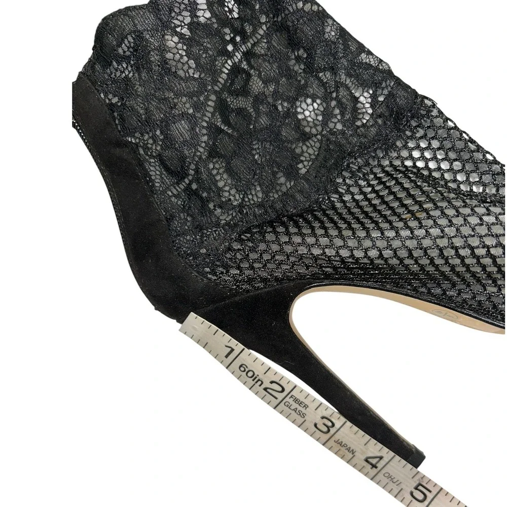 Chinese Laundry Black Lace Mesh Peep Toe Stiletto Ankle Boots Size 9